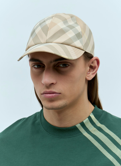 Shop Burberry Check Baseball Cap In Beige