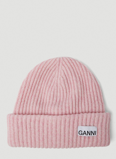 Shop Ganni Classic Beanie Hat In Pink