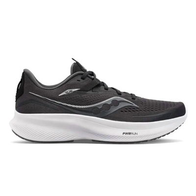 Shop Saucony Men's Ride 15 Running Shoes In Black/white In Multi