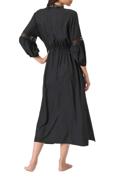 Shop Tommy Bahama Sunlace Long Sleeve Cover-up Dress In Black