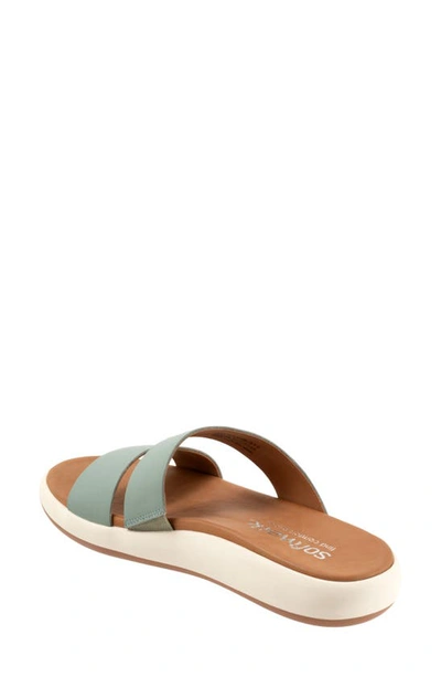 Softwalk Jenna Womens Solid Leather Slide Sandals In Sage