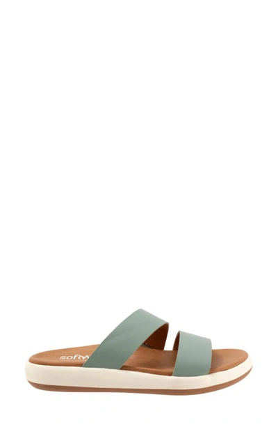 Softwalk Jenna Womens Solid Leather Slide Sandals In Sage