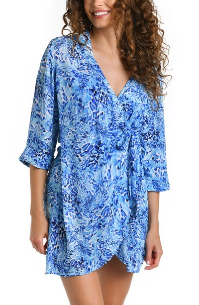 Shop La Blanca Resort Cover-up Wrap Dress In Blue
