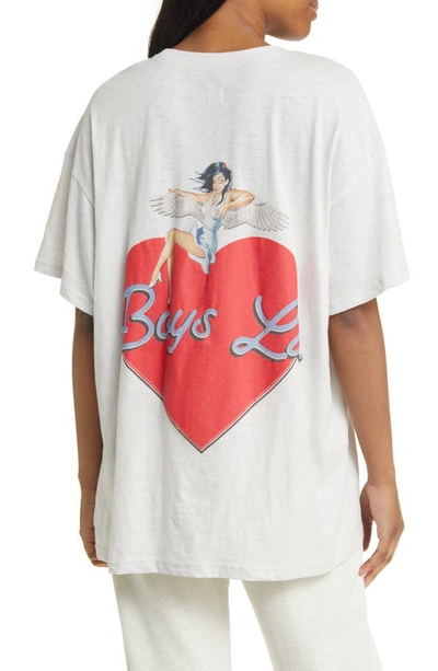 Shop Boys Lie On The Edge Cotton Graphic T-shirt In Grey