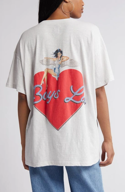 Shop Boys Lie On The Edge Cotton Graphic T-shirt In Grey