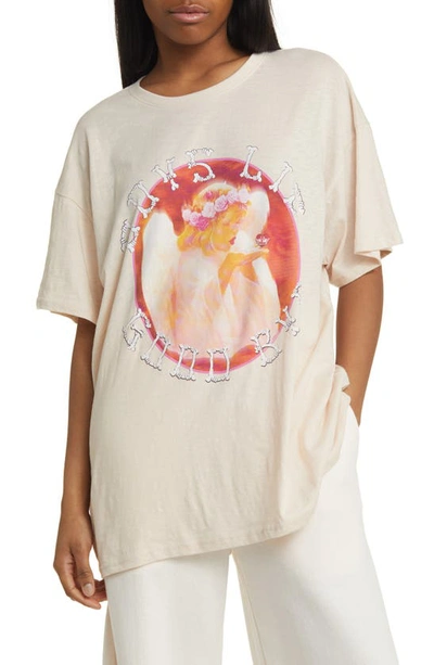 Shop Boys Lie Goodbye Again Cotton Graphic T-shirt In Tan