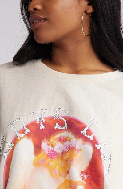 Shop Boys Lie Goodbye Again Cotton Graphic T-shirt In Tan