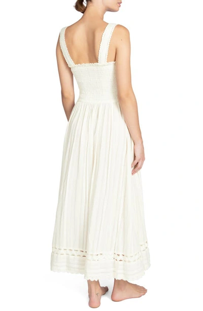 Shop Robin Piccone Jo Smocked Sleeveless Cover-up Maxi Dress In Ecru