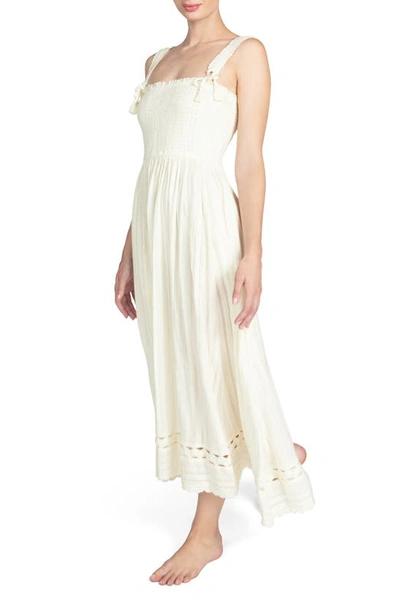Shop Robin Piccone Jo Smocked Sleeveless Cover-up Maxi Dress In Ecru