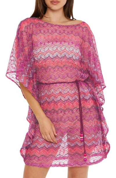Shop Trina Turk Athena Open Stitch Cover-up Tunic Dress In Pink