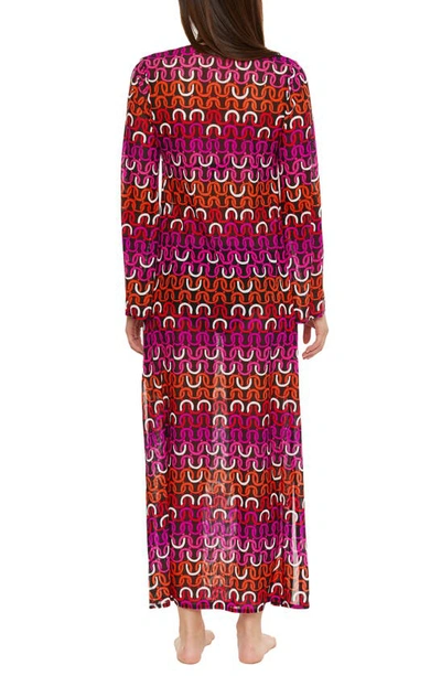 Shop Trina Turk Print Mesh Cover-up Dress In Pink