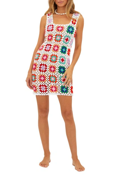 Shop Beach Riot James Semisheer Cover-up Dress In Tropical Sunset Crochet
