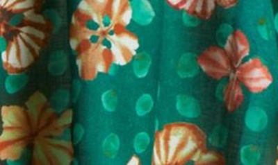 Shop Ulla Johnson Gallia Floral Off The Shoulder Cover-up Dress In Veridian