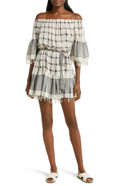 Shop Ulla Johnson Hollace Off The Shoulder Cover-up Minidress In Eclipse