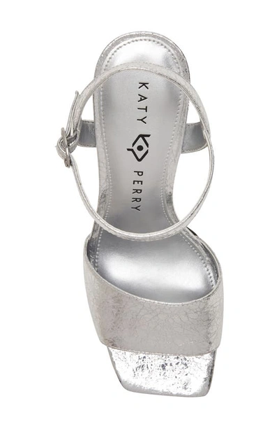 Katy Perry The Square Ankle Strap Platform Sandal In Silver