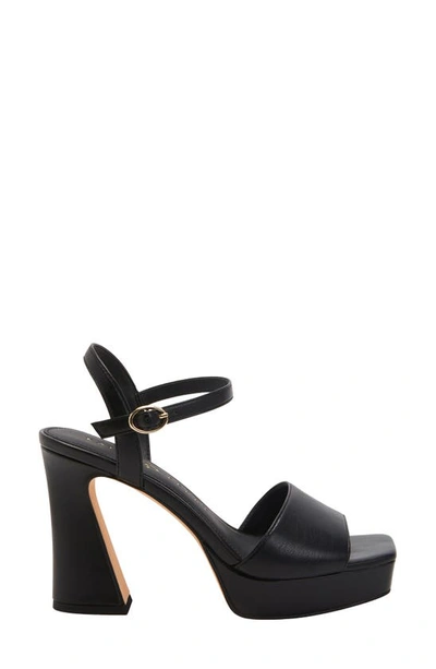 Katy Perry The Square Open Sandal Womens Adjustable Faux Leather Block Heel In Black