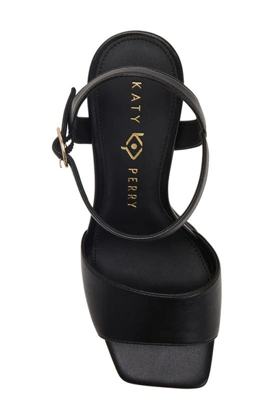 Katy Perry The Square Open Sandal Womens Adjustable Faux Leather Block Heel In Black