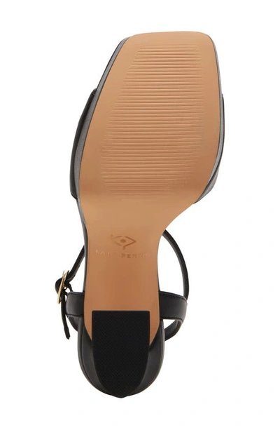 Katy Perry The Square Open Sandal Womens Adjustable Faux Leather Block Heel In Black