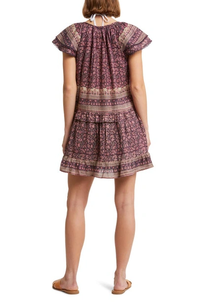 Alicia Bell Sadie Metallic Cotton & Silk Cover-up Minidress In Brown Pink Metallic