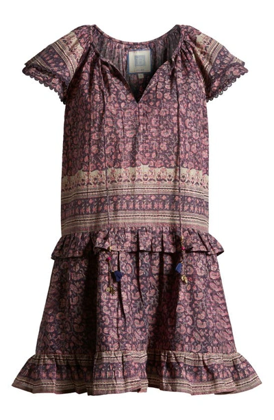 Alicia Bell Sadie Metallic Cotton & Silk Cover-up Minidress In Brown Pink Metallic