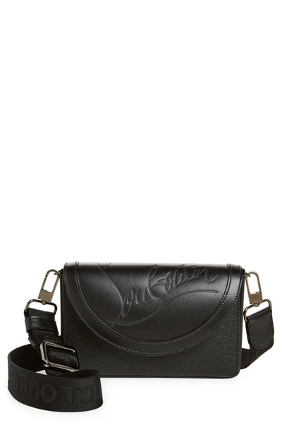 Shop Christian Louboutin Explorafunk Leather Wallet On A Strap In Black/ Black/ Black