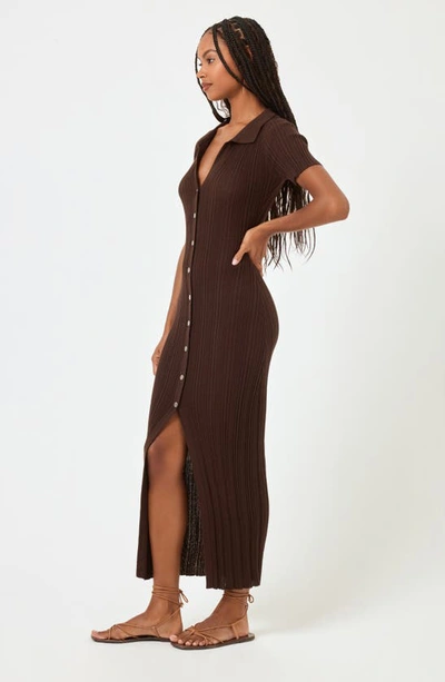 Shop L*space Undertow Rib Button-up Cover-up Dress In Espresso Bean