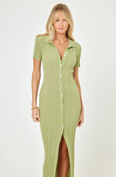 Shop L*space Undertow Rib Button-up Cover-up Dress In Light Olive