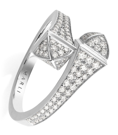 Shop Marli New York Midi White Gold And Diamond Cleo Ring