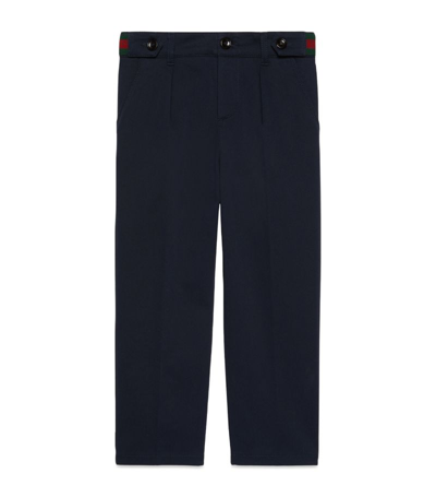 Shop Gucci Kids Stretch-cotton Trousers (4-12 Years) In Blue