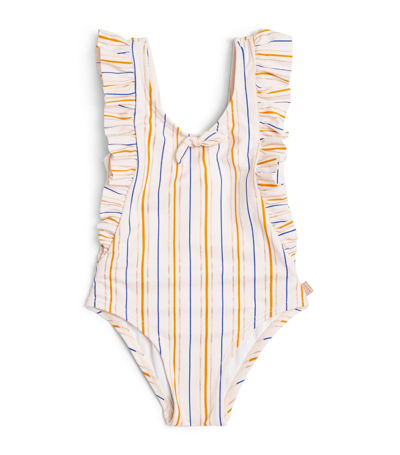 Shop Carrèment Beau Carrement Beau Striped Swimsuit (6-18 Months) In Orange
