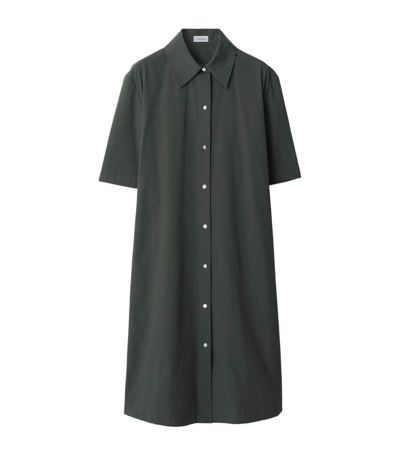 Shop Burberry Cotton-blend Shirt Dress In Green