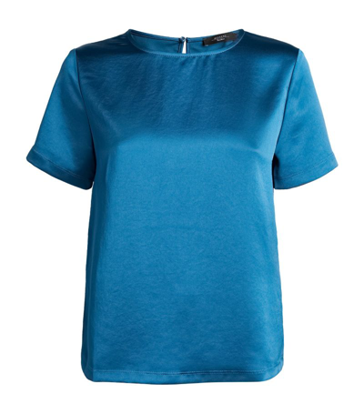 Shop Weekend Max Mara Satin T-shirt In Blue