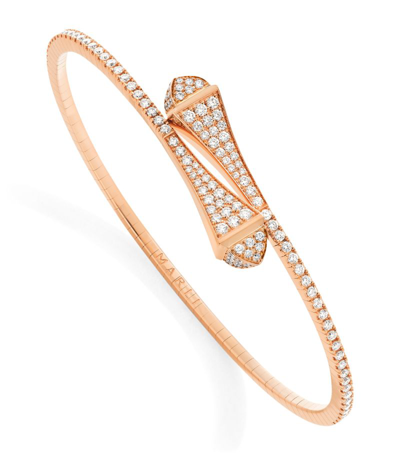 Shop Marli New York Midi Rose Gold And Diamond Cleo Slip-on Bracelet