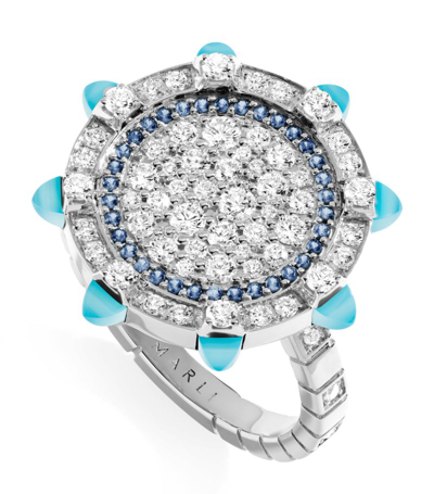 Shop Marli New York White Gold, Diamond, Sapphire And Chalcedony Tip-top Statement Ring
