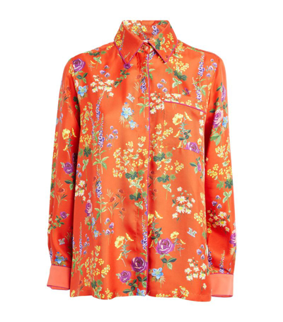 Shop Max Mara Silk Floral Print Shirt In Multi
