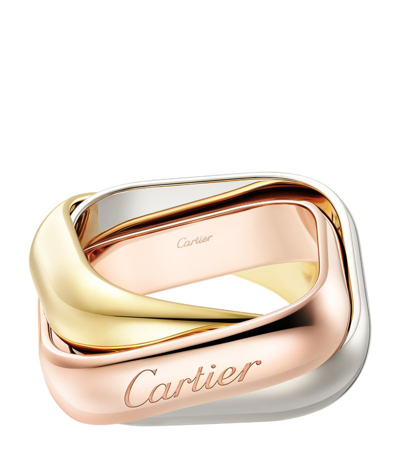 Shop Cartier Large Yellow, White And Rose Gold Trinity Ring In Multi
