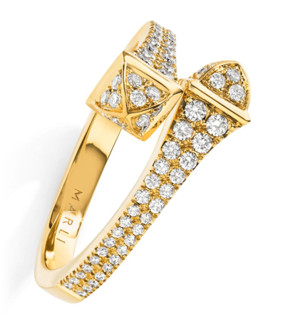 Shop Marli New York Yellow Gold And Diamond Cleo Ring