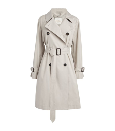 Shop Max Mara Belted Trench Coat In White