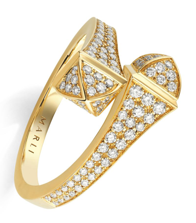 Shop Marli New York Midi Yellow Gold And Diamond Cleo Ring