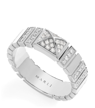 Shop Marli New York White Gold And Diamond Cleo 2 Link Ring
