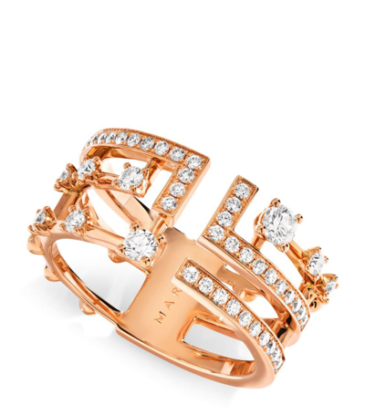 Shop Marli New York Rose Gold And Diamond Avenues Ring