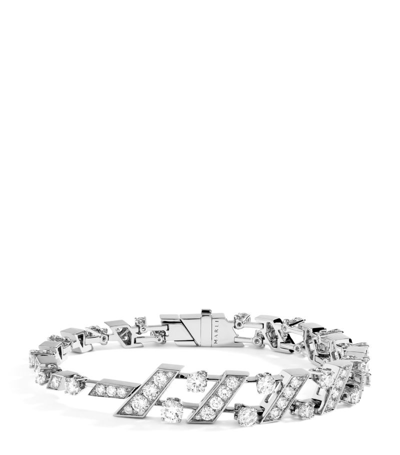 Shop Marli New York White Gold And Diamond Fifth Avenue Bracelet