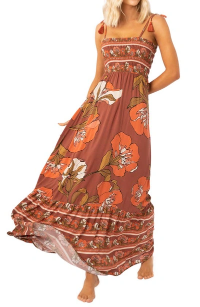 Shop Maaji Manet Flowers Bewitched Cover-up Maxi Dress In Brown