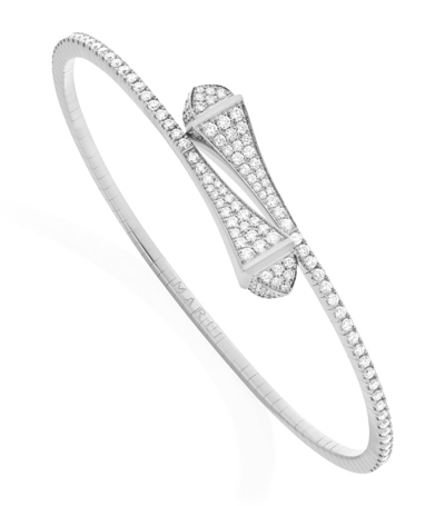 Shop Marli New York Midi White Gold And Diamond Cleo Slip-on Bracelet