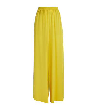 Shop Max Mara Elasticated-waist Wide-leg Trousers In Yellow