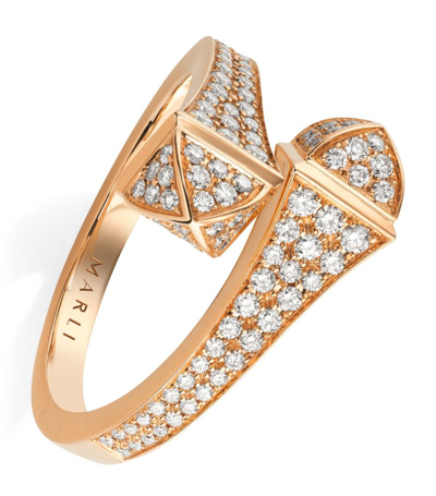 Shop Marli New York Midi Rose Gold And Diamond Cleo Ring