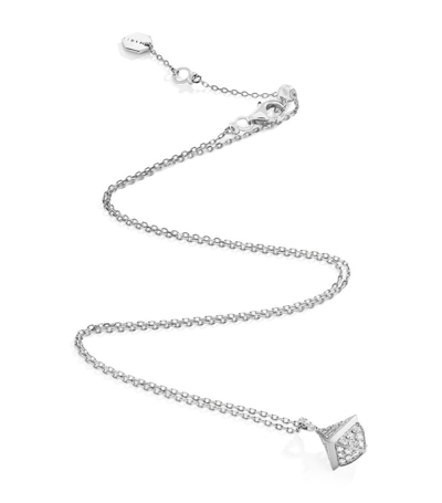 Shop Marli New York Mini White Gold And Diamond Cleo Rev Pendant Necklace