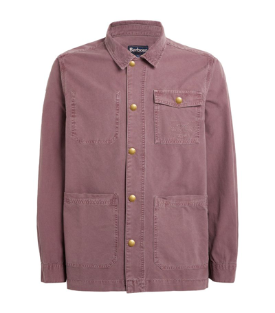 Shop Barbour Cotton Grindle Overshirt In Purple