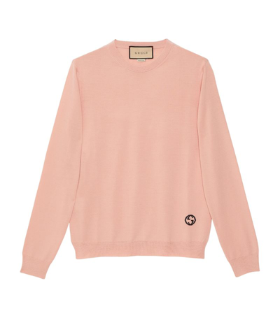 Shop Gucci Wool Intarsia Logo Sweater In Pink