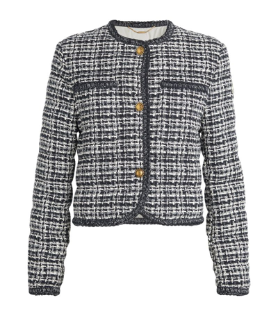 Shop Moncler Tweed Down-padded Eliadi Jacket In Blue